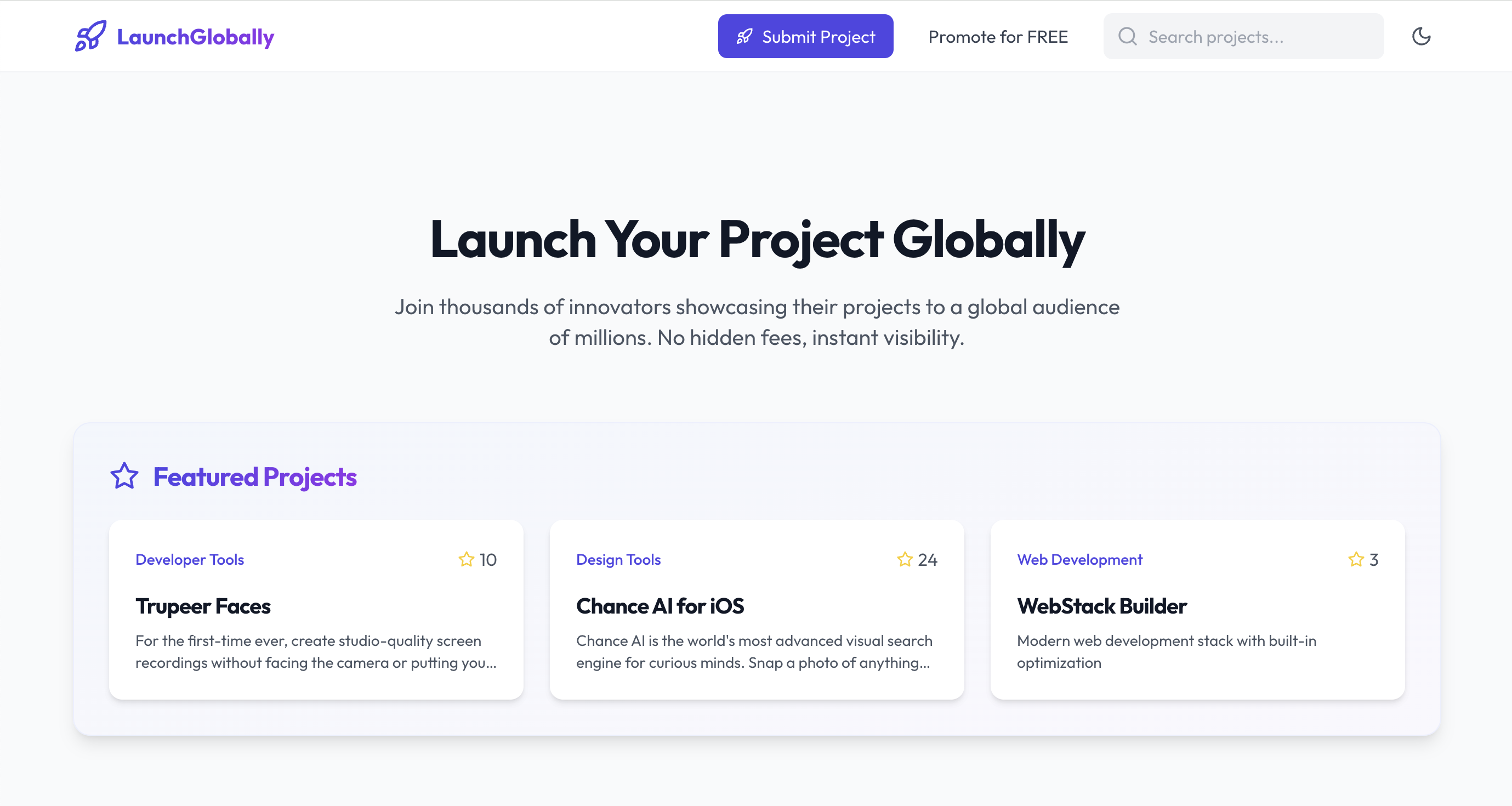 LaunchGlobally - free project promotion platform